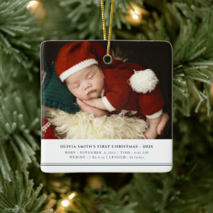 Babys First jul Birth Stats Announcement Julgransprydnad Keramik