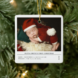 Babys First jul Birth Stats Announcement Julgransprydnad Keramik