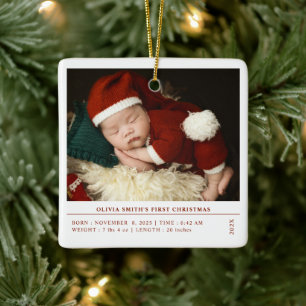 Babys First jul Birth Stats Announcement Julgransprydnad Keramik
