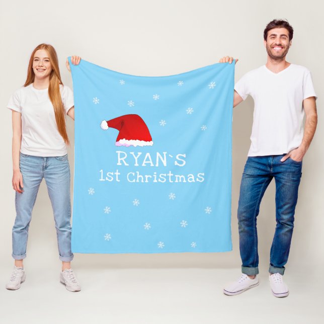 Baby's First jul Blue Santa Hat Snowflake Fleecefilt (På plats)