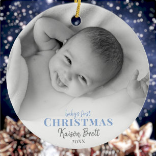 Babys First jul Ceramic Photo Ornament
