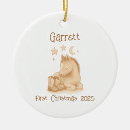 Baby's First jul Cowboy Boots & Foal Julgransprydnad Keramik