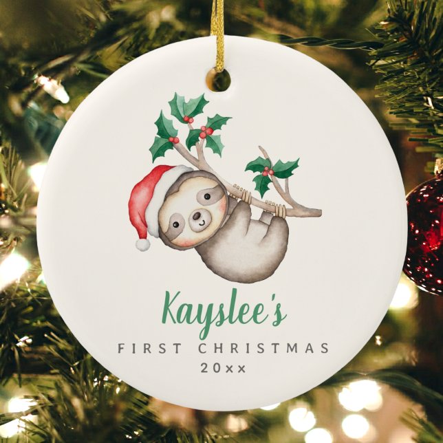Babys First jul Custom Name Sloth Ornament (Skapare uppladdad)