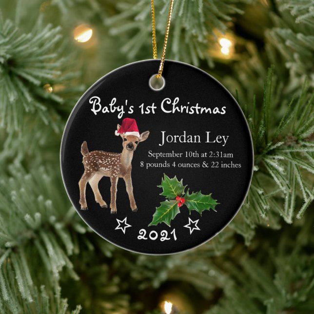 Babys First jul Fawn Hjort Ceramic Ornament (Träd)