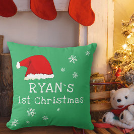 Baby's First jul Grönt Santa Hat Snowflake Kudde