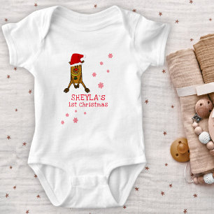 Baby's First jul Hjort med Santa Hat T Shirt