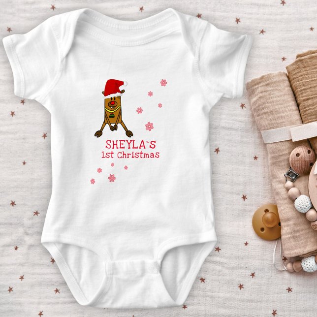Baby's First jul Hjort med Santa Hat T Shirt (Skapare uppladdad)