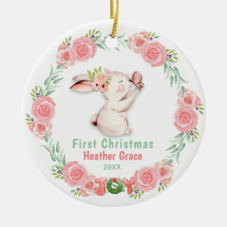 Babys First jul Photo Bunny Personlig Julgransprydnad Keramik