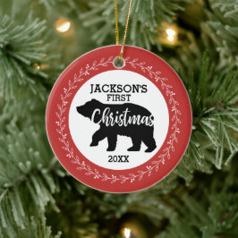 Babys First jul Photo Ceramic Ornament