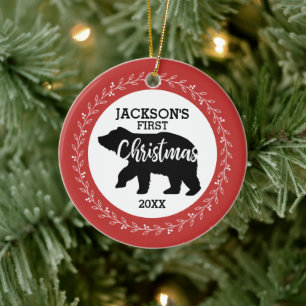 Babys First jul Photo Ceramic Ornament