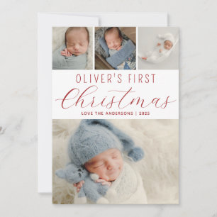 Babys First jul Photo Collage Red Julkort