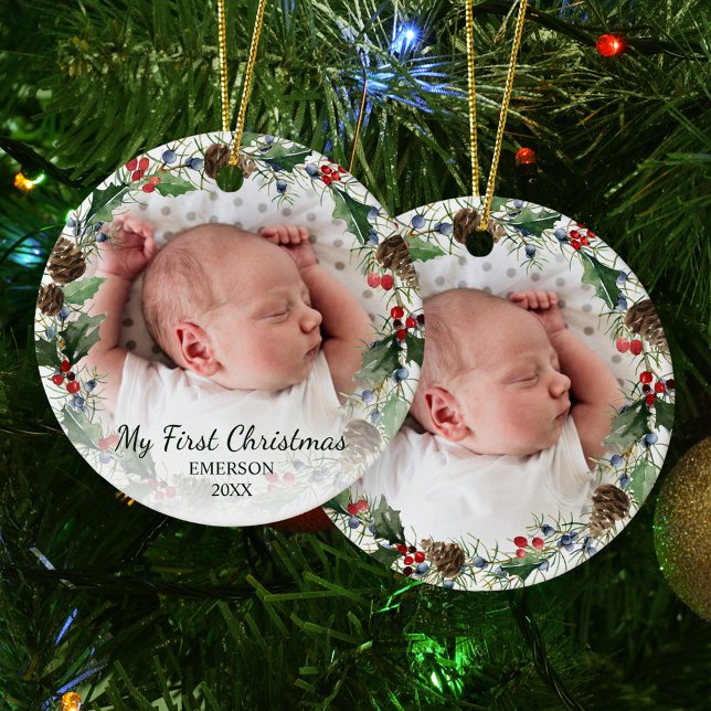 Baby's First jul Photo Helgdag WAN Julgransprydnad Keramik (Skapare uppladdad)