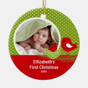Babys First jul Photo Ornament Baby Bird
