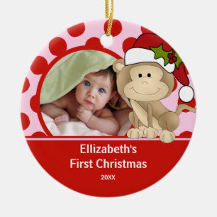 Babys First jul Photo Ornament Monkey
