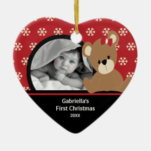 Babys First jul Photo Ornament Nalle