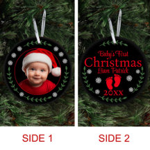 Babys First jul Photo Snöflingor & Laurel