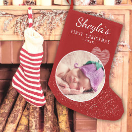 Baby's First jul Red Heart Photo Liten Julstrumpa