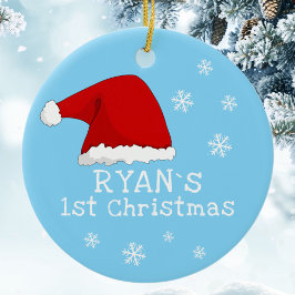 Baby's First jul Red Santa Hat Snöflingor Ce Julgransprydnad Keramik