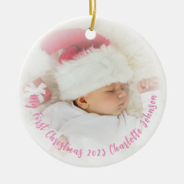 Babys First jul Rosa Photo Overlay Ornament