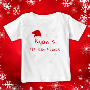 Baby's First jul Santa Hat Snöflingor T Shirt