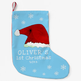 Baby's First jul Santa Hat Snowflake Blue Liten Julstrumpa