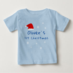 Baby's First jul Santa Hat Snowflake Blue T Shirt