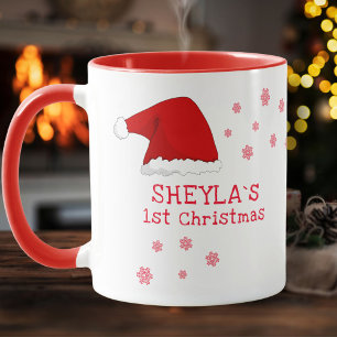 Baby's First jul Santa Hat Snowflake Coffee Mugg