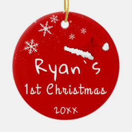 Baby's First jul Santa Hat Snowflake Photo Julgransprydnad Keramik