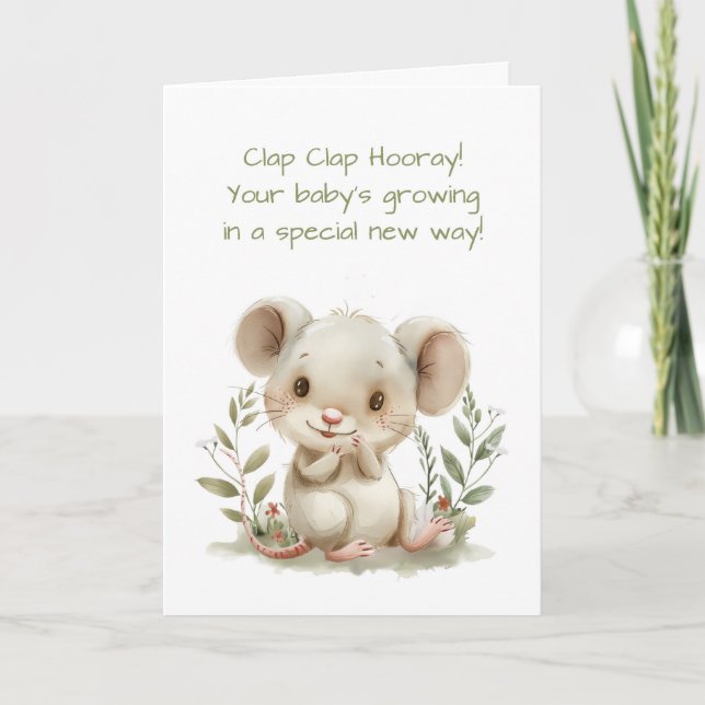 Babys First Milestone Cute Mouse Clapping Kort (Framsida)