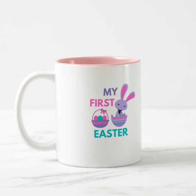 Babys First Påsk Funny Rabbit Coffee Mugg (Vänster)