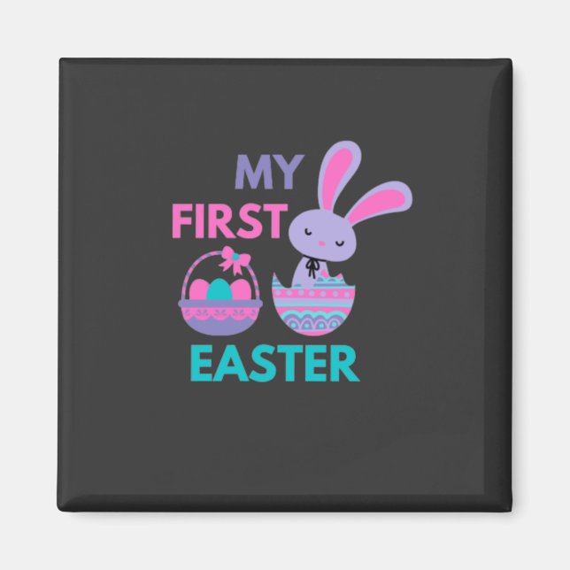 Babys First Påsk Funny Rabbit Magnet (Framsidan)
