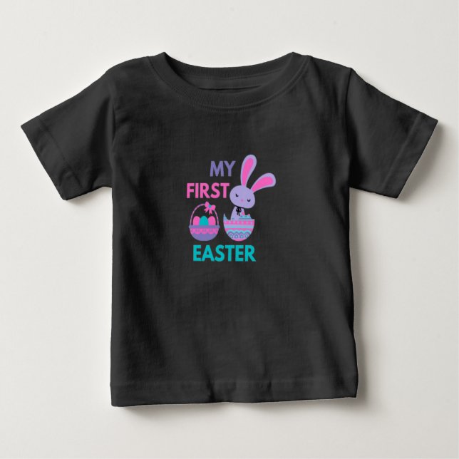 Babys First Påsk Funny Rabbit T Shirt (Framsida)