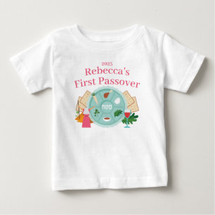 Babys First Passover Girl Namn och År T Shirt