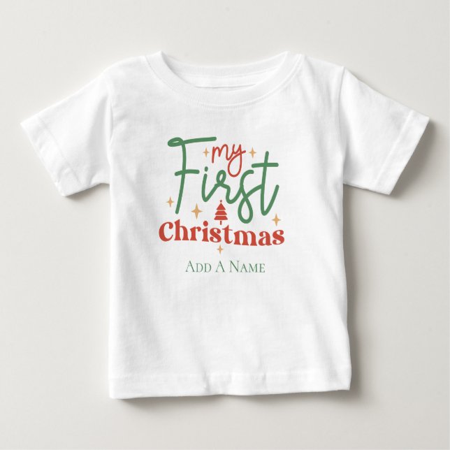 Babys första 1:a julpresent för nyfödda  t shirt (Framsida)