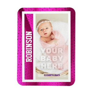 Baby's Första Basebollkort Rosa Mesh Magnet