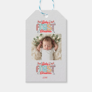 Baby's Första Foto Jul Röda Personlig Presentetikett