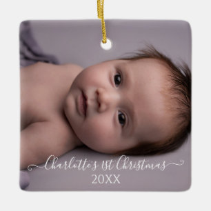 Babys första fotoutskript för första julfoto julgransprydnad keramik