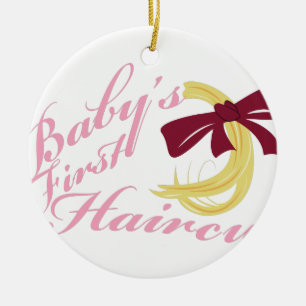 Babys första frisyr julgransprydnad keramik