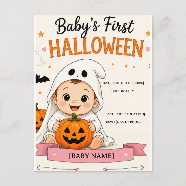 Baby's första Halloween-fest Vykort (Framsida)