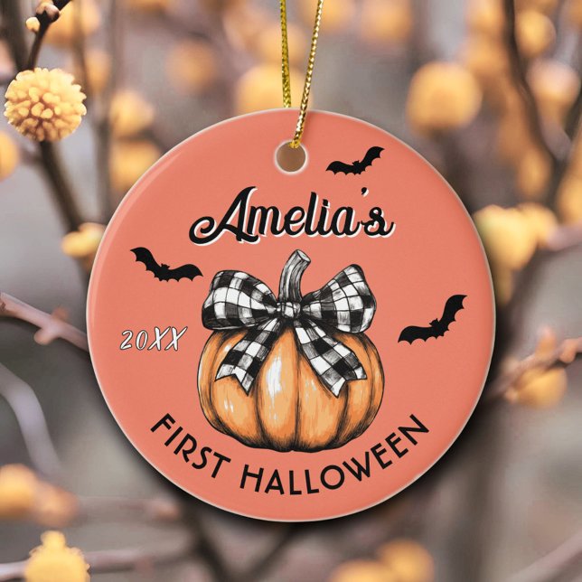 Baby's första Halloween Pumpa Bow Fladdermössor  Julgransprydnad Keramik (Skapare uppladdad)