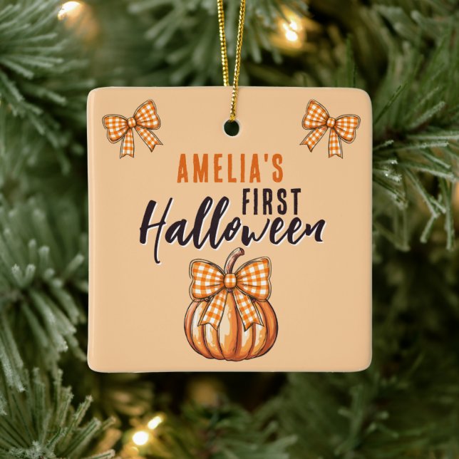 Baby's första Halloween Pumpa slinga  Julgransprydnad Keramik (Träd)