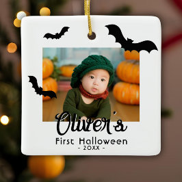 Baby's första Halloween Svarta Fladdermöss Foto  Julgransprydnad Keramik