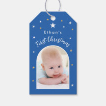 Baby's första jul Anpassad båge Foto Blå