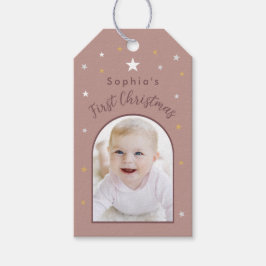 Baby's första jul Anpassad bild gammal ros rodnad Presentetikett