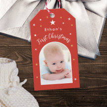 Baby's första jul Anpassad foto Festiv röd