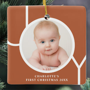 Babys första jul anpassad foto terrakotta julgransprydnad keramik