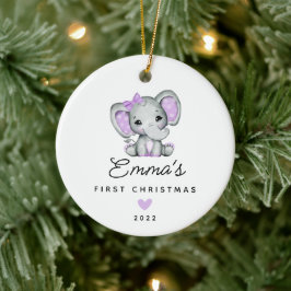 Baby's första jul Babyflicka Elefant Julgransprydnad Keramik