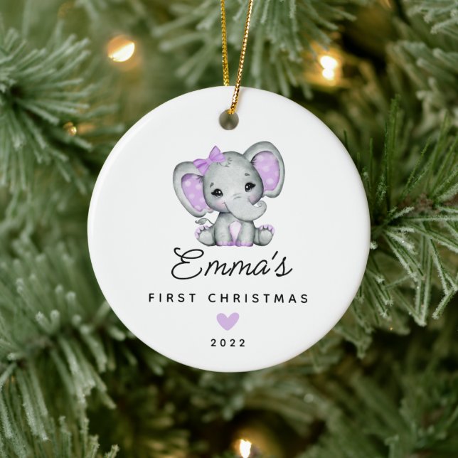 Baby's första jul Babyflicka Elefant Julgransprydnad Keramik (Träd)