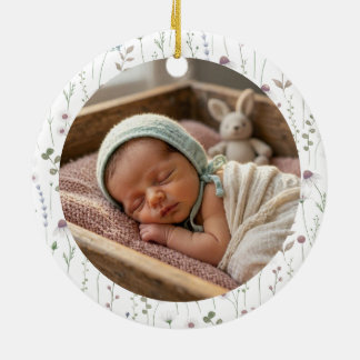 Baby's första jul Blommig akvarell fotot Julgransprydnad Keramik