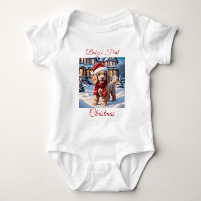 Baby's första jul Cocker Spaniel T Shirt (Framsida)